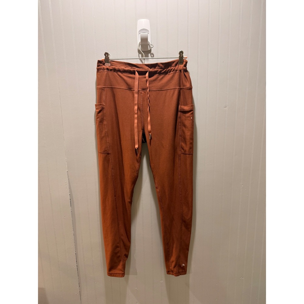 Scorpio Sol Womens Rust Orange High Waisted Drawstring Pocket Leggings Size M